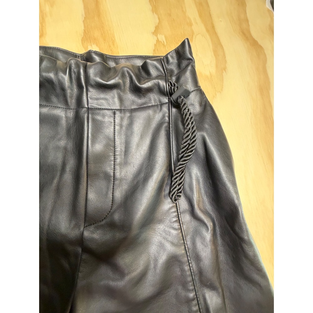 Maniere De Voir Black Faux Leather Flare Pants High Waist US 2 UK 6 EU 34 - Picture 11 of 12